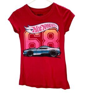 Retro Hot Wheels Baby Tee T Shirt S 3-5 Junior Women Red Car Graphic